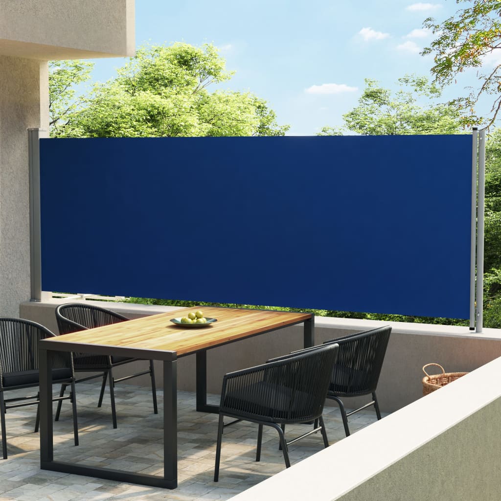 vidaXL Zatahovací boční markýza / zástěna 600 x 160 cm modrá