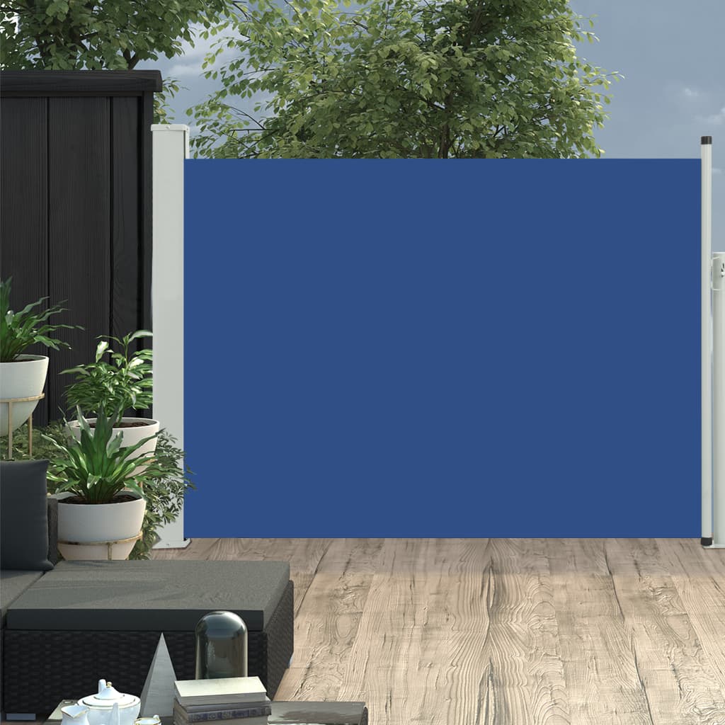 vidaXL Zatahovací boční markýza/zástěna na terasu 100 x 500 cm modrá