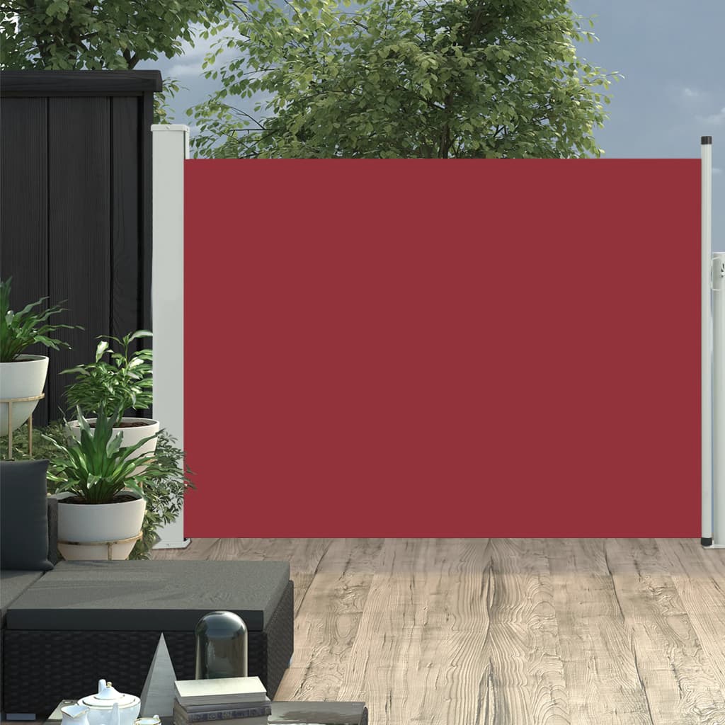 vidaXL Zatahovací boční markýza/zástěna na terasu 120 x 500 cm červená