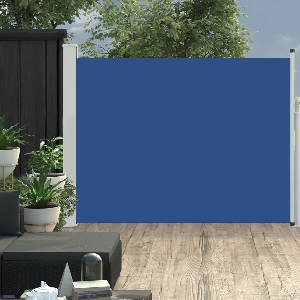 vidaXL Zatahovací boční markýza/zástěna na terasu 140 x 500 cm modrá